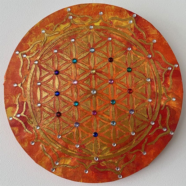 Acrylbild Mandala auf runder Leinwand von Hülya Aydin