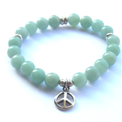 Armband "Peace" mit Amazonit & Peace Anhänger