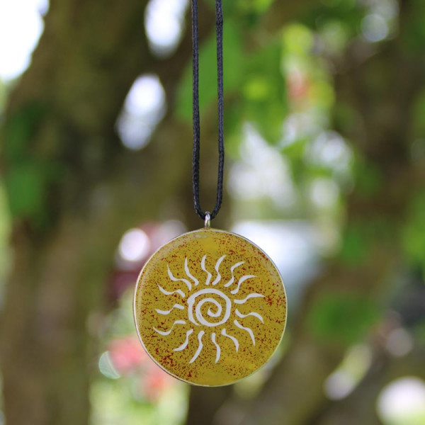 Specksteinkette "Sonne" Hellgrün Handarbeit, Fairtrade Produkt